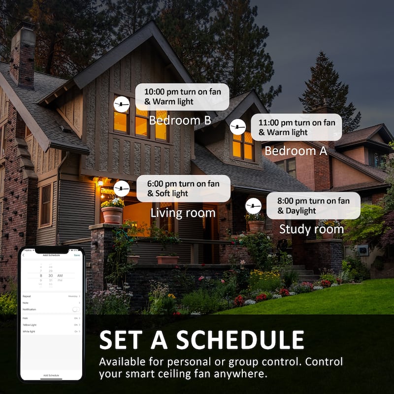CARRO Pollux 52" Indoor Smart Ceiling Fan with Light and Remote-Flush Mount