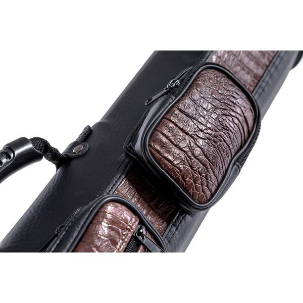 slide 6 of 5, Vector Pool Cue Case - 3x6 Brown Trim - Black Black