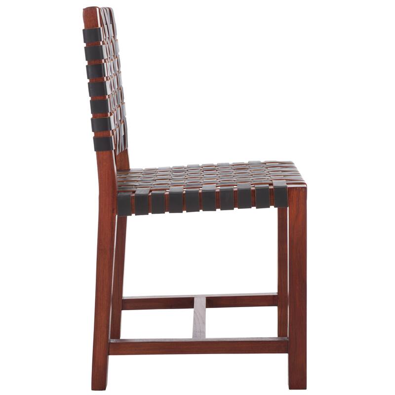 SAFAVIEH Arlene Solid Wood & Leather Dining Chair (Fully Assembled) - 18.3 In. W x 20.3 In. D x 33.7 In. H - 18Wx20Dx34H