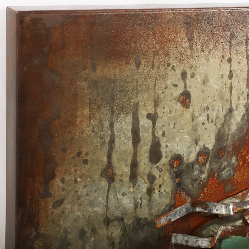 "Homme 3" Mixed Media Iron Hand Painted Dimensional Wall Art