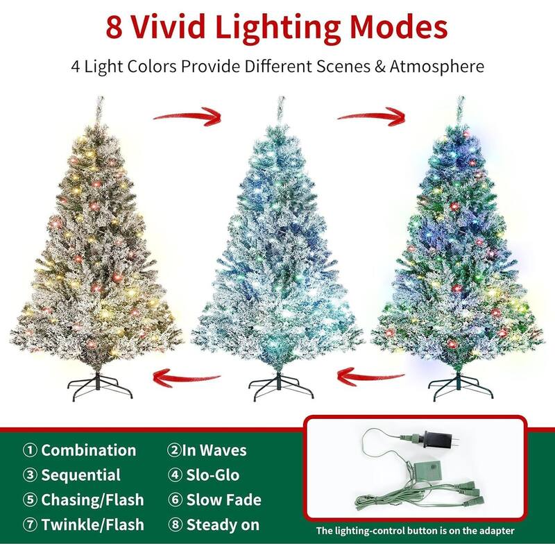 6.5ft Pre-Lit Artificial Tree Christmas Tree, 8 Modes, 720 Tips