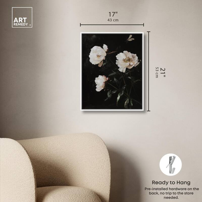 White Peony Nocturne Canvas by Art Remedy