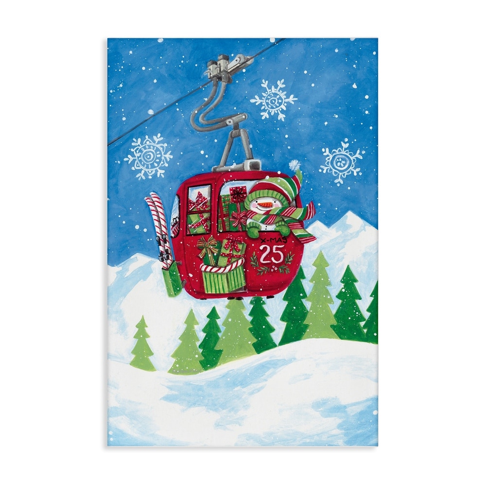 Stupell Snowman on Ski Lift Canvas Wall Art Design By Diane Kater