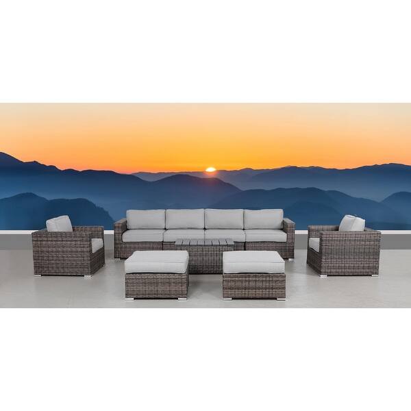 LSI 9 Piece Rattan Sectional Seating Group with Cushions Bed Bath