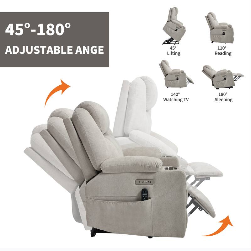Up to 350 LBS polyester Power Lift Recliner Chair, Heavy Duty Motion Mechanism with 8-Point Vibration Massage