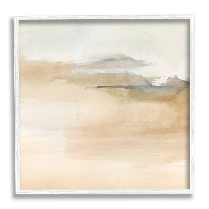 Stupell Cinnamon Shores Abstract Landscape Soft Neutral Tones Framed Wall Art - Tan - 12 x 12 - White