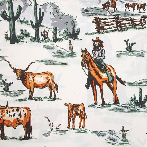 Paseo Road By HiEnd Accents - Set 16 Pezzi Stoviglie In Ceramica Ranch Life Western - Piatti, Ciotole, Tazze, Motivo Mucca E Cavallo, Stile Rustico