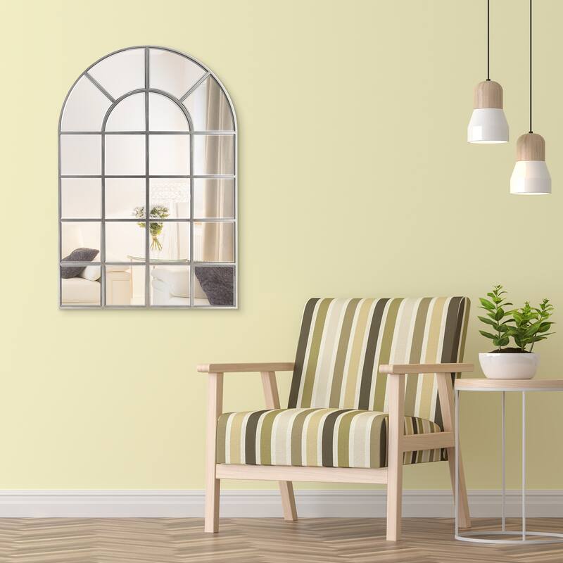 Beveled Arch Window Panel Wall Floor Mirror - Clear - 30 in. x 0.9 in. x 44 in.