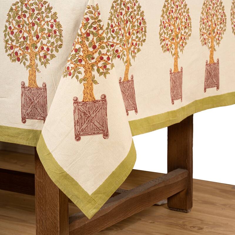 Couleur Nature Orange Tree Tablecloth - Red/Green