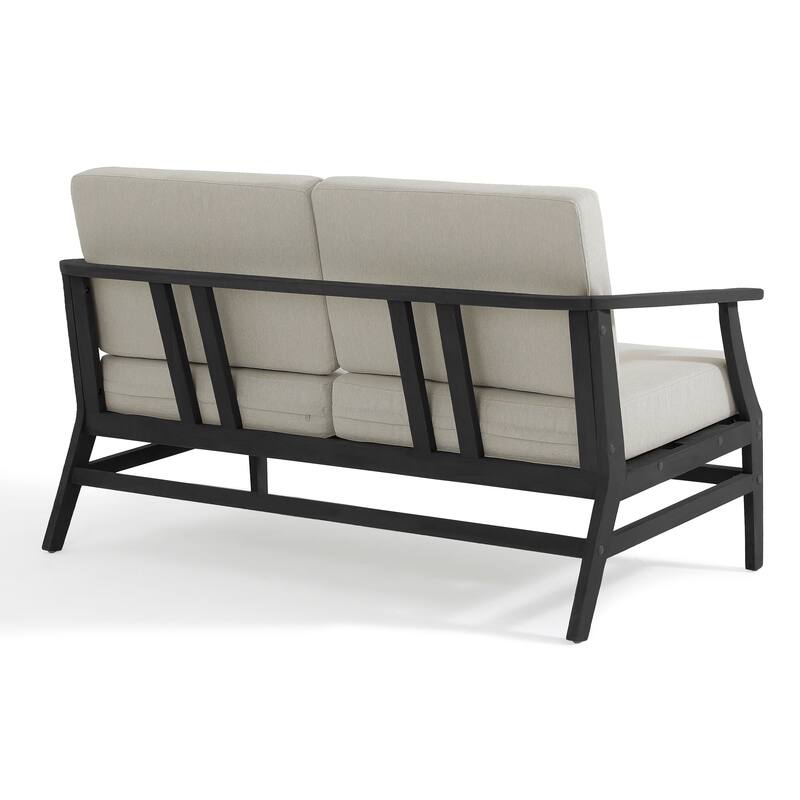 Patio Teak Wood Outdoor Loveseat Sofa with Cushions