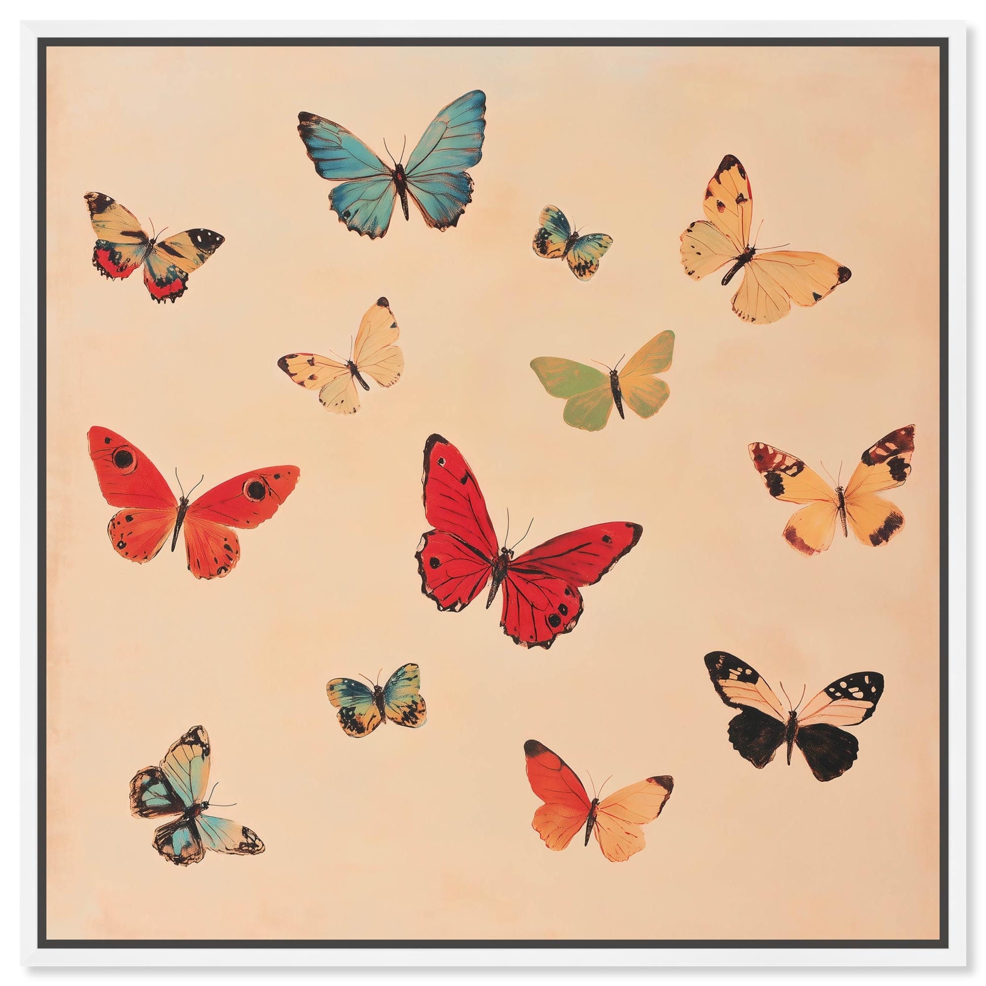 Butterfly Gentle Garden Fashion Art Framed Canvas Print by Art Remedy