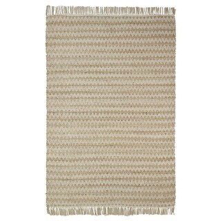 HomeRoots 5' X 8' Cream Chevron Hand Woven Area Rug With Fringe - 5 ...