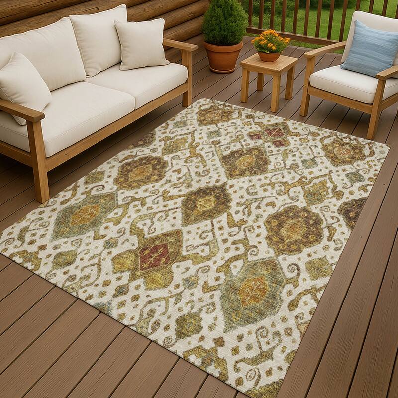 Machine Washable Indoor/ Outdoor Traditional Venetian Chantille Rug