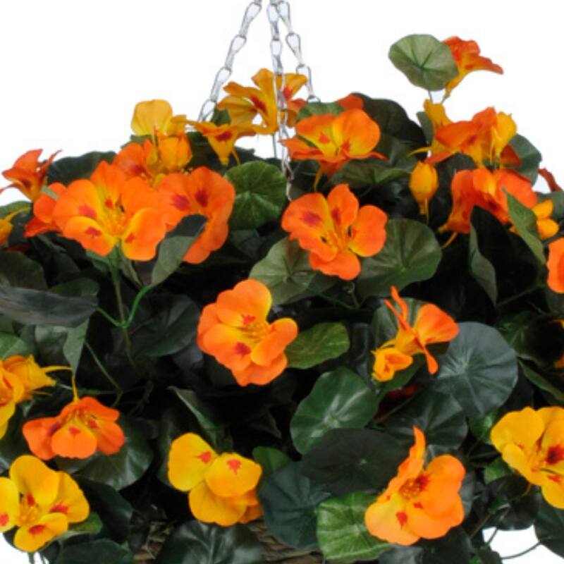 Faux Orange Nasturtium Hanging Basket