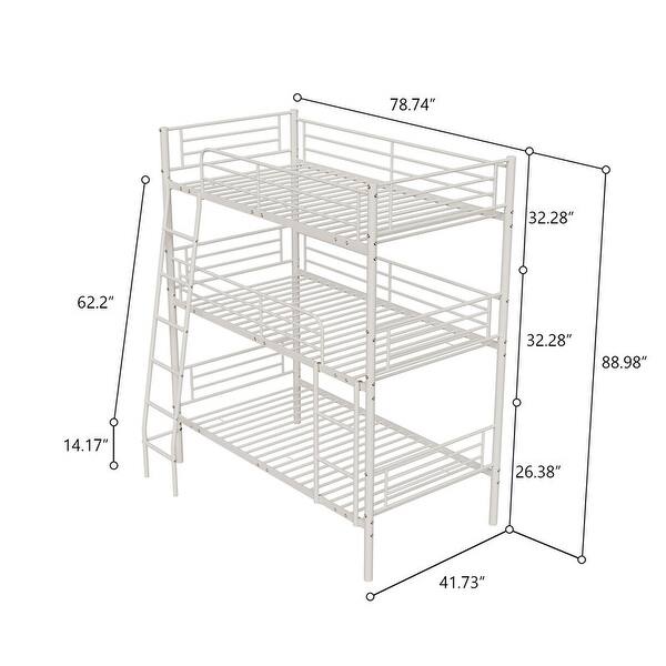 dimension image slide 1 of 2, Industrial Style Twin Size Metal Triple Bunk Bed, Three Twin Size Beds