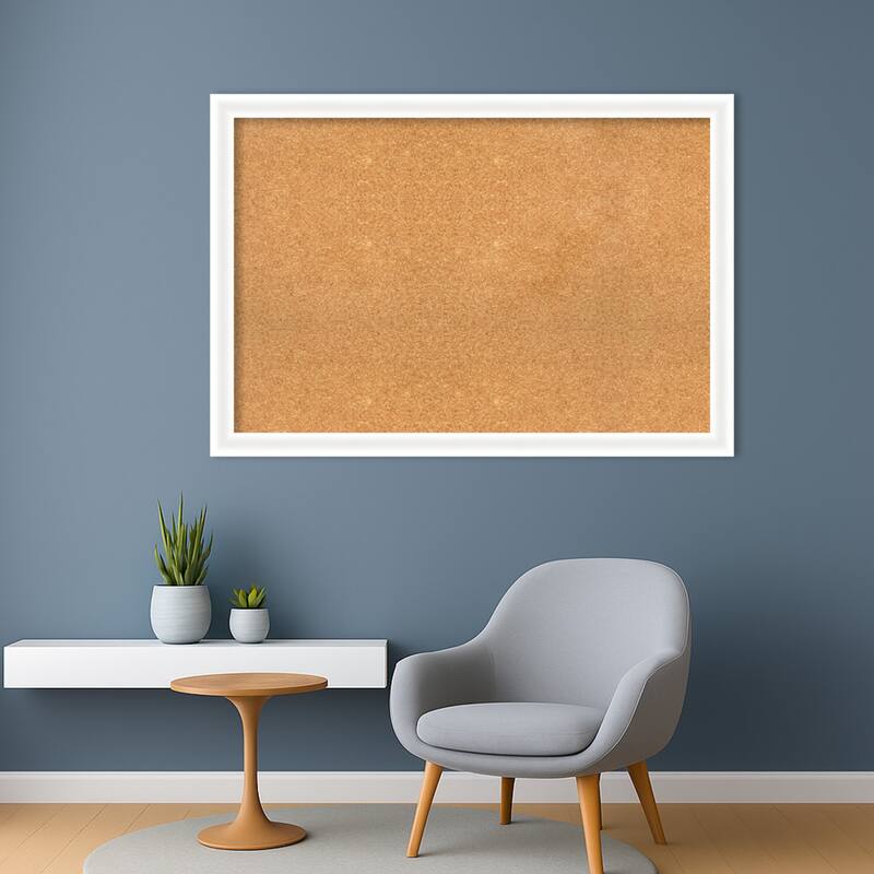 Oliver White Narrow Wood Framed Cork Board - Bulletin Board, Organization Board, Pin Board