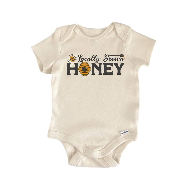 Locally Grown Honey Bee - Baby Boy Girl Clothes Infant Bodysuit Funny Cute - Blue - 0-3M