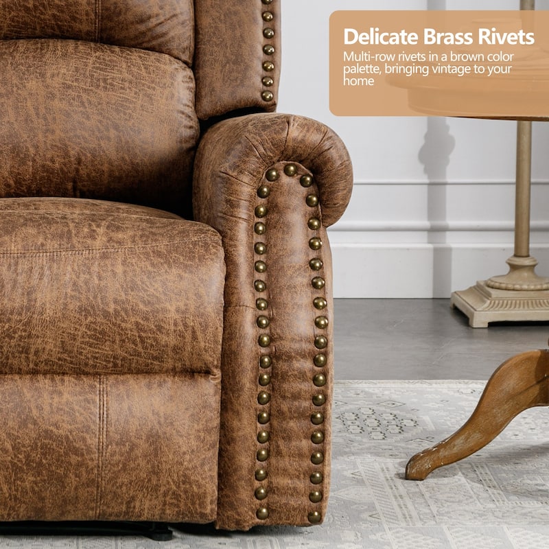 Power Recliner Chair with Massage and Heat, Faux Leather Electric Recliner with USB Port for Living Room