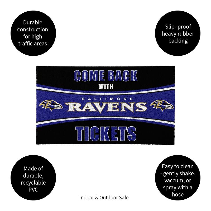 Baltimore Ravens 28 in. x 16 in. PVC "Come Back With Tickets" Trapper Door Mat