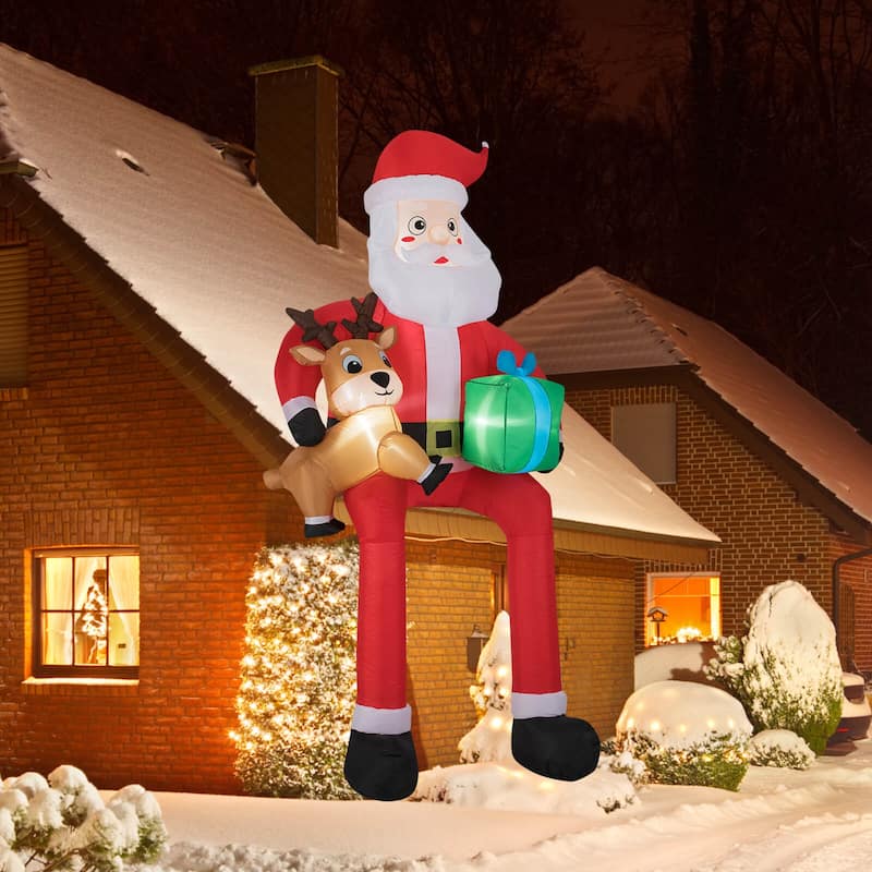 Costway 9.5 FT Christmas Inflatable Santa Decoration with Built-in LED - See Details - Multi-color