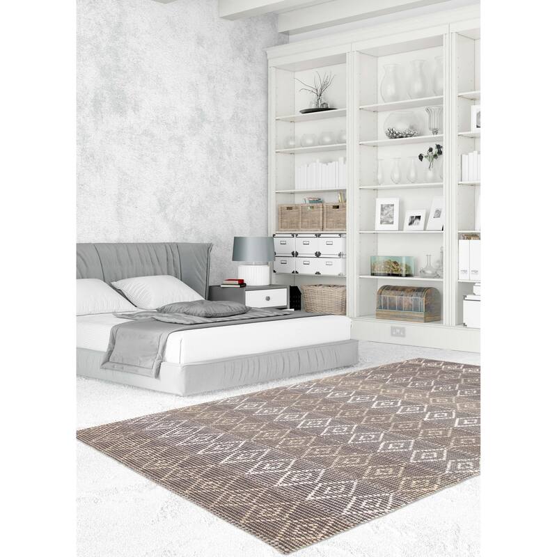 ECARPETGALLERY Braid weave Sienna Grey Wool Rug - 5'1 x 8'3