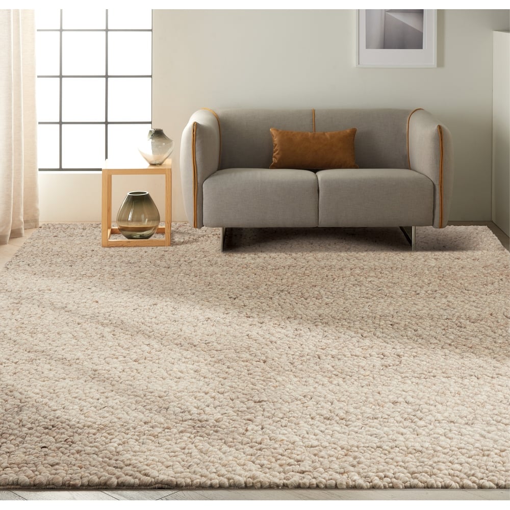Calvin Klein Riverstone Modern Textured Loop Solid Wool Area Rug