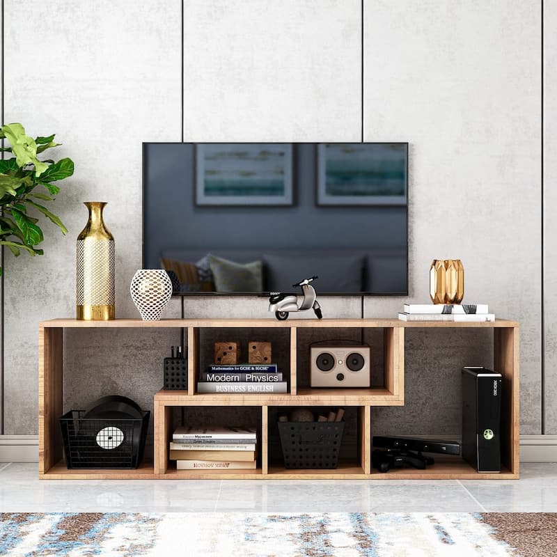Grondin 2-Piece L Shaped TV Stand, Multi-Functional Free Combination Media Console Bookshelf for Living Room Bedroom