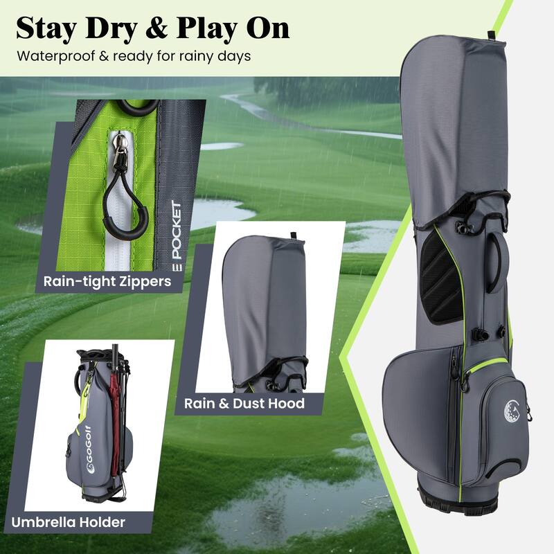 Gymax 8-Way Golf Stand Bag w/ 5 Pockets Lightweight Portable Golf Club