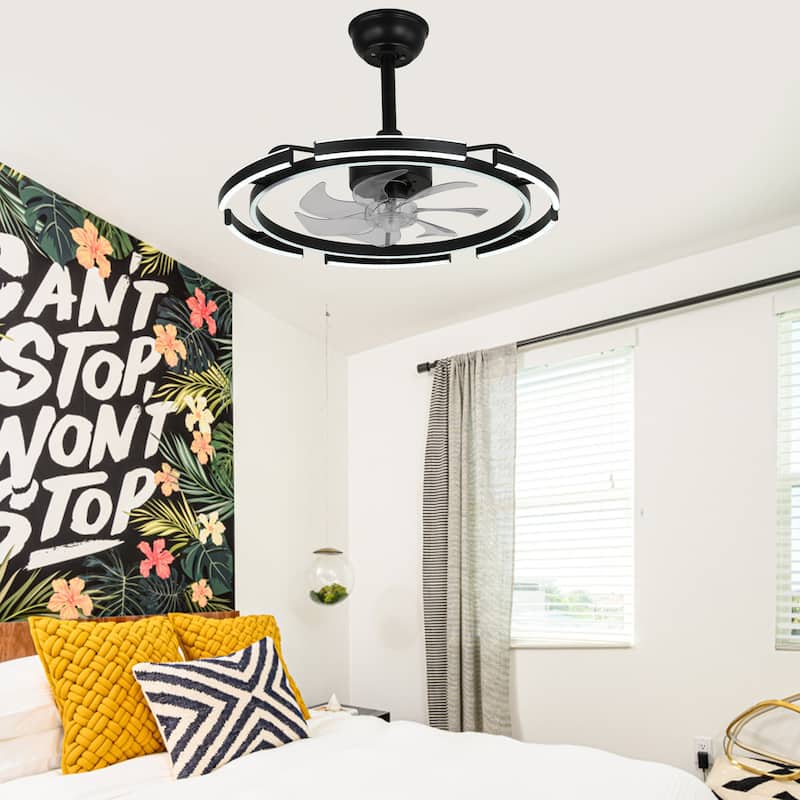 Oaks Aura DeClue 24in. 6 DIY-Shape Smart Ceiling Fan with Light,Cyberpunk Futuristic 6-Speed Quiet Ceiling Fan w/ Remote