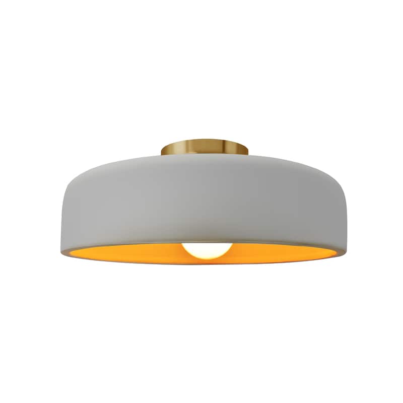 Justice Design Radiance - Medium Spire Semi-Flush Light - Brushed Brass/Matte White & Champagne Gold
