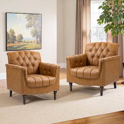 31" W Tufted Vegan Leather Accent Chairs for Living Room Set of 2