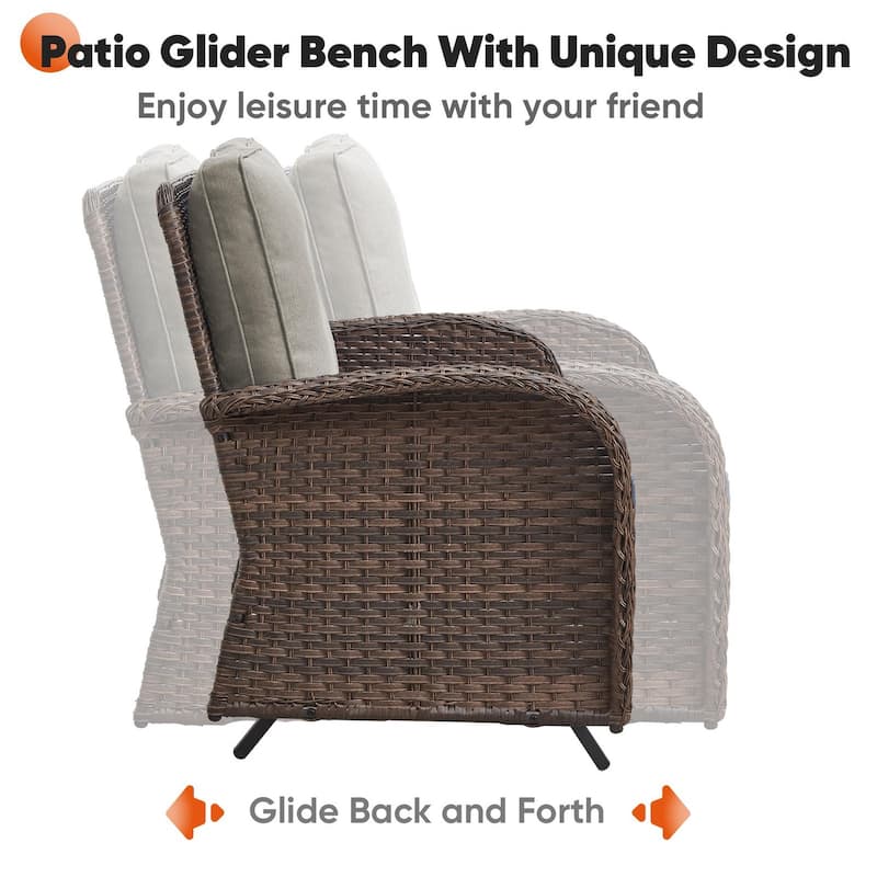 Gymojoy Outdoor Glider Rocking Sofa Patio Swivel Chair