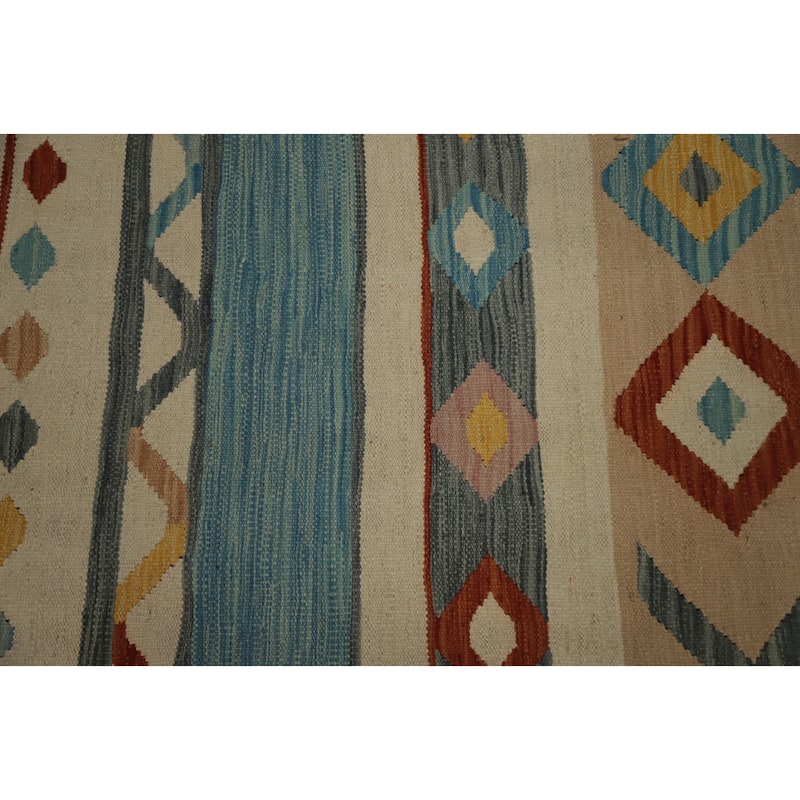 Hand Woven Oriental 100% Wool Carpet Southwestern Tribal Multi-Colored Kilim Area Rug - 6' 7'' X 4' 9''
