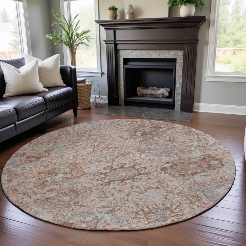 Premium Washable Super Soft Traditional Farmhouse Mayfield Rug - Coral - 8' x 8'