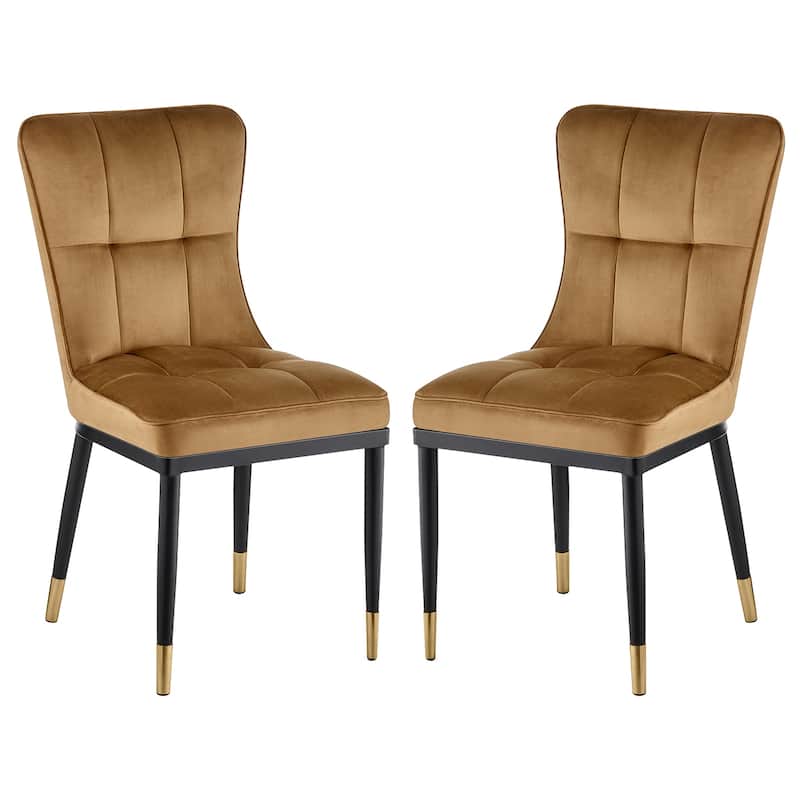 Velvet Upholstered Dining Chairs with Metal Legs, Set of 2/4 - 35.8"H x 18.9"W x 23.2"D