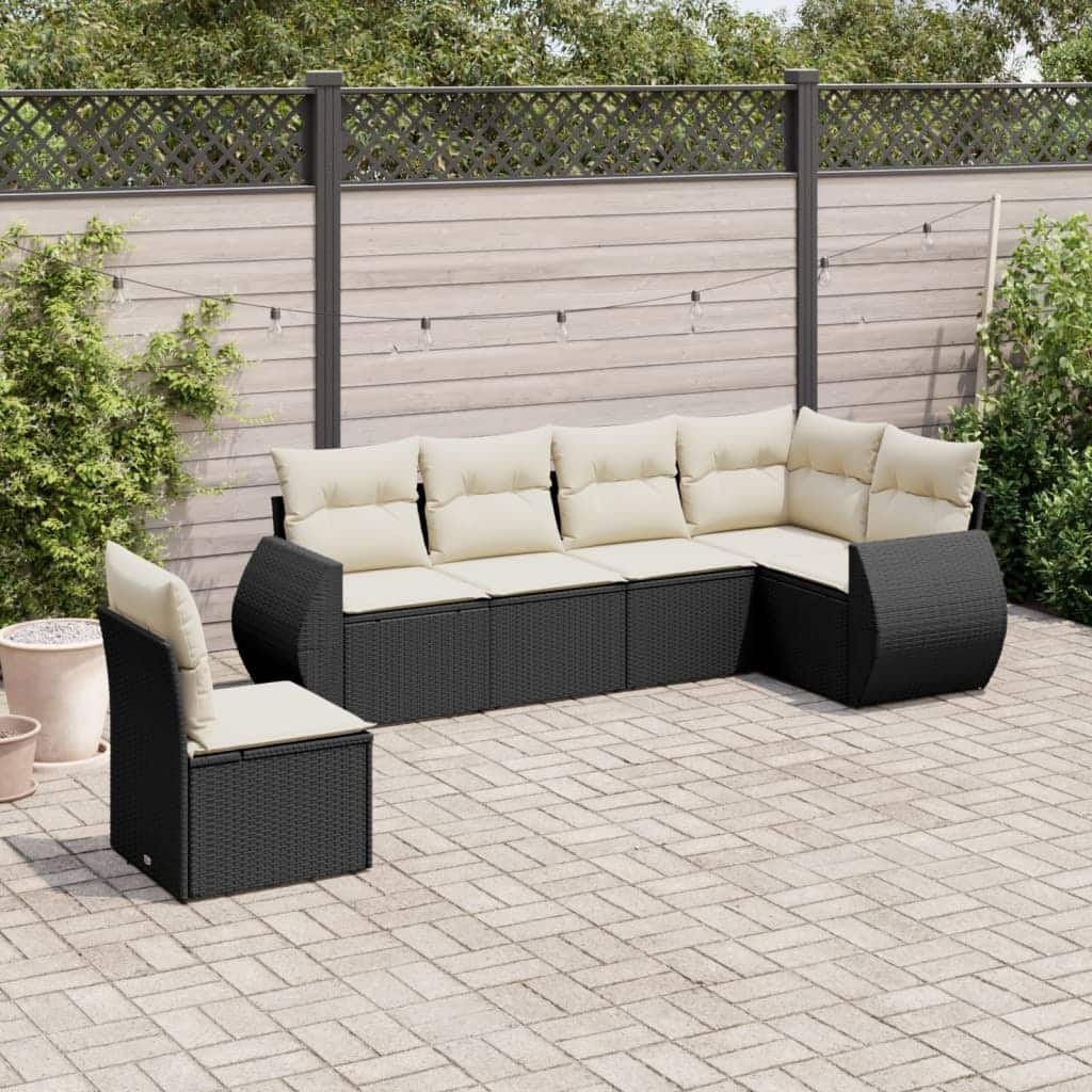 vidaXL Patio Sofa Set with Cushions Outdoor Conversation Furniture Poly Rattan