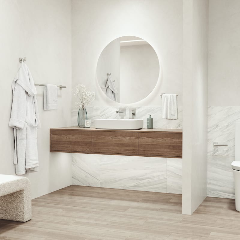 VIGO Satro 4-Piece Bathroom Hardware Accessory Set with 24 in. Towel Bar, Toilet Paper Holder, Hand Towel Holder, Hook