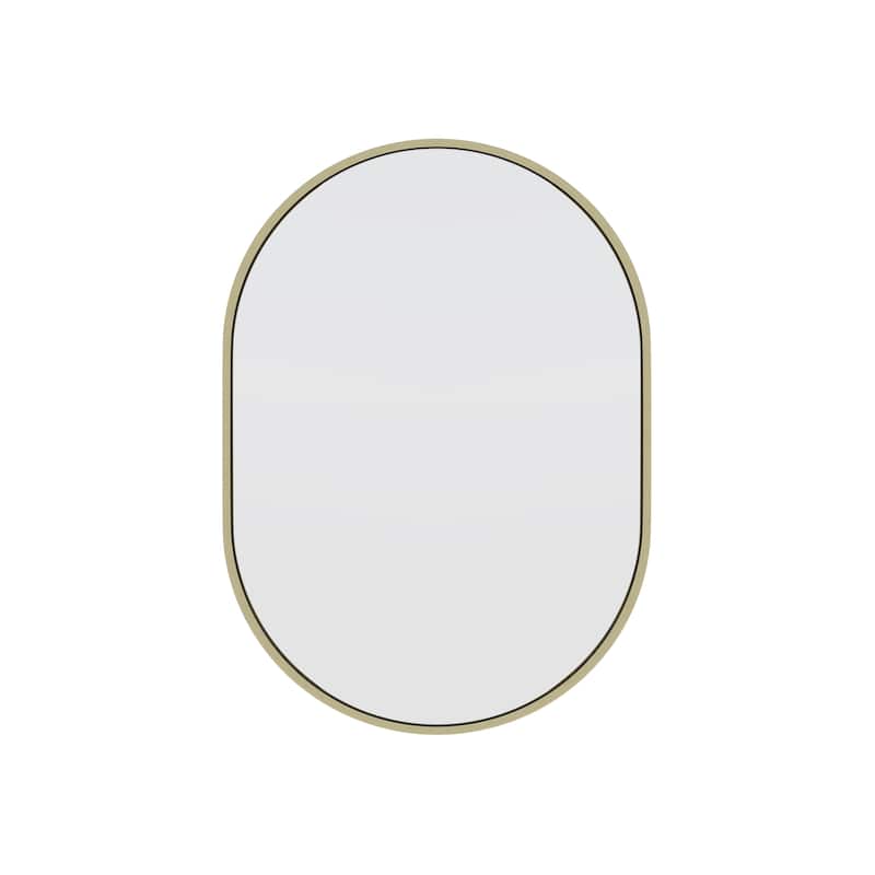 Glass Warehouse 28 in. H x 20 in. W Pill Shape Stainless Steel Framed Mirror