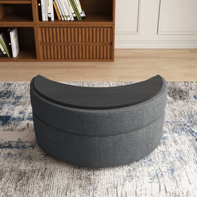 Moon Crescent Storage Upholstered Ottoman