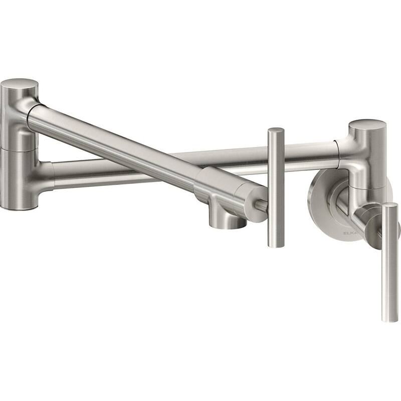 Elkay Avado Wall Mount Single Hole Pot Filler Kitchen Faucet with Lever Handles Chrome