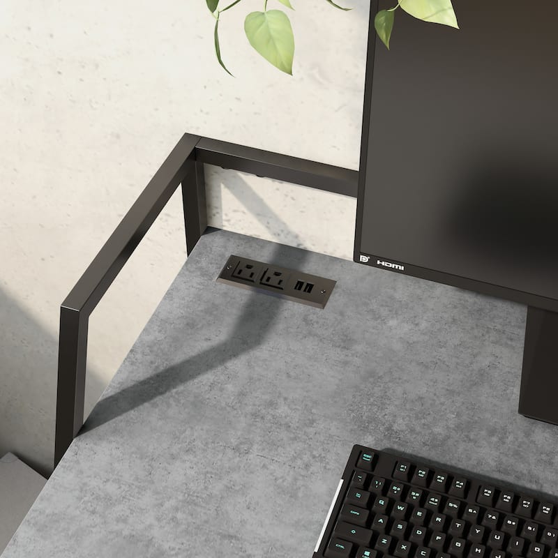 Meard Industrial 49-inch Steel Computer Desk with USBs by Furniture of America