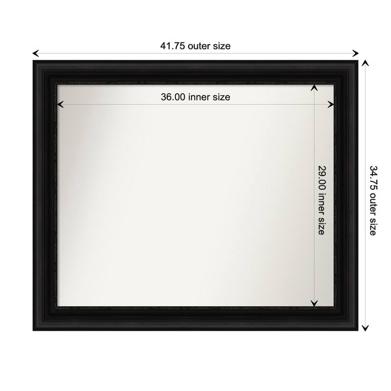 Parlor Black Framed Non-Beveled Custom Wall Mirror, Bathroom Vanity Mirror - Outer Size: 41.75 x 34.75