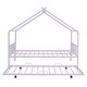 preview thumbnail 73 of 82, Twin/Full Size Metal House Bed with Twin Size Trundle, Playhouse Bed Montessori Bed House Platform Bed with Roof Frame for Kids