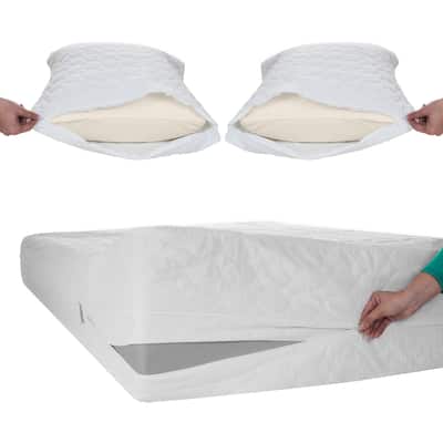 Remedy Bed Bug Dust Mite Cotton Mattress & Pillow Protector-Queen
