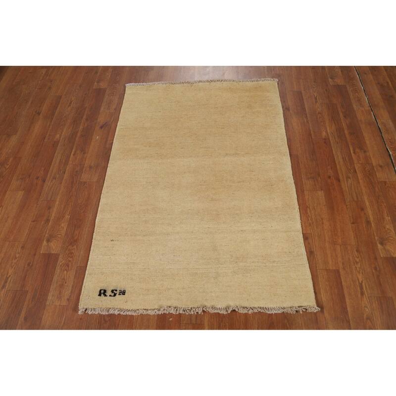 Modern Solid Gabbeh Oriental Foyer Rug Hand-Knotted Wool Carpet - 2'9"x 3'11"