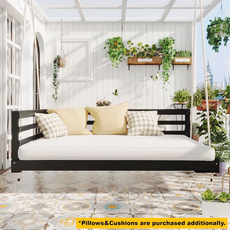 Country Patio Wooden Twin Size Swing Daybed Porch Swing Frame