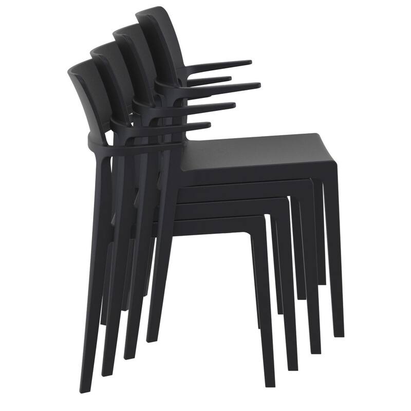 33.5" Black Solid Patio Arm Chair