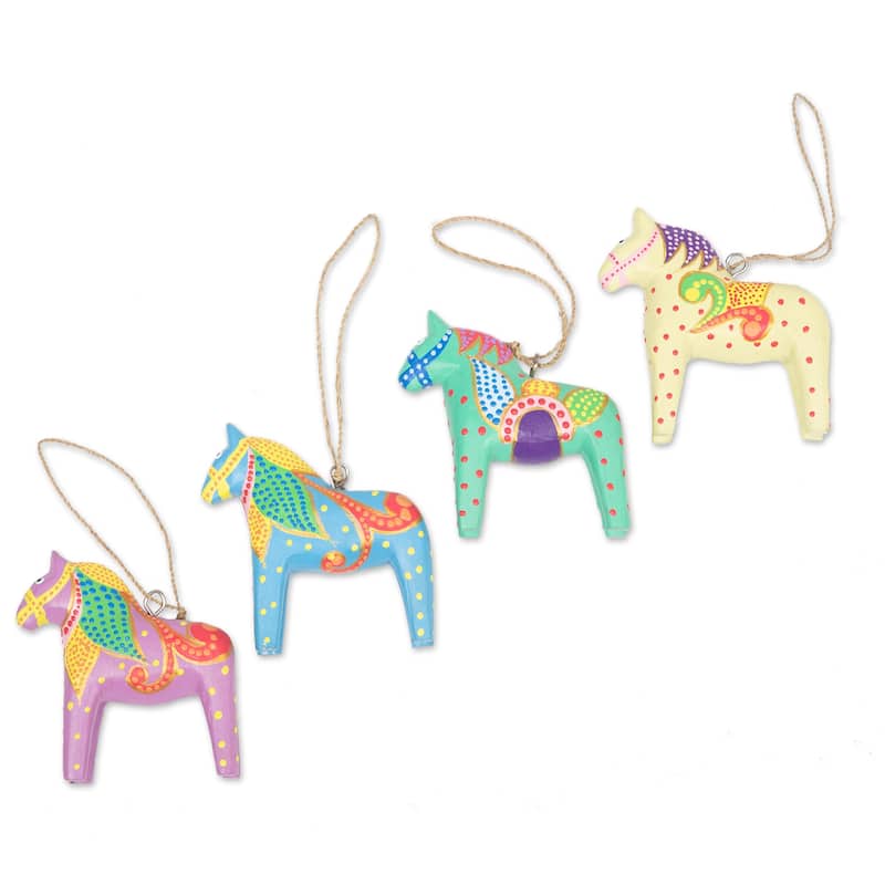 Novica Handmade Dala Holiday Wood Ornaments (Set Of 4)