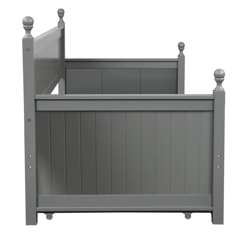 Contemporary Twin Size Wood Daybed with Built-in Storage Drawers or Trundle, No Box Spring Required