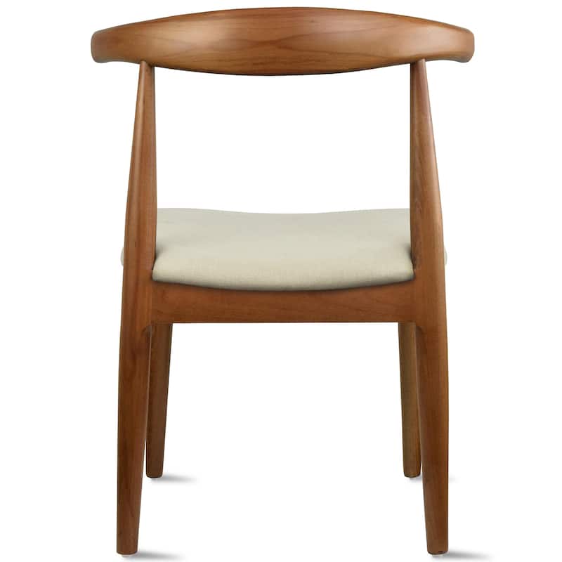 Natural Solid Wood Dining Elbow Chairs With PU Leather or Beige Fabric Cushion Seat And Oak Frame